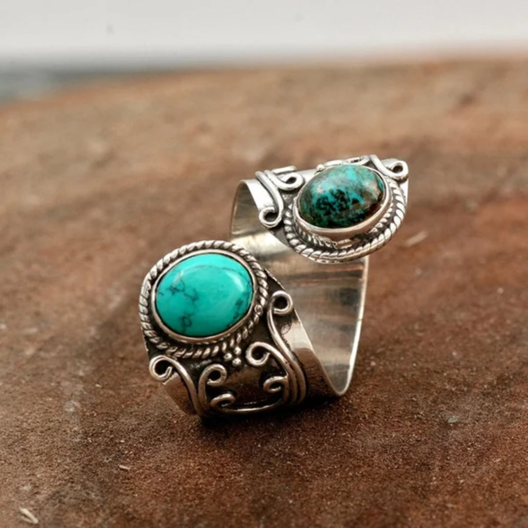 Inel spiralat Boho Turquoise