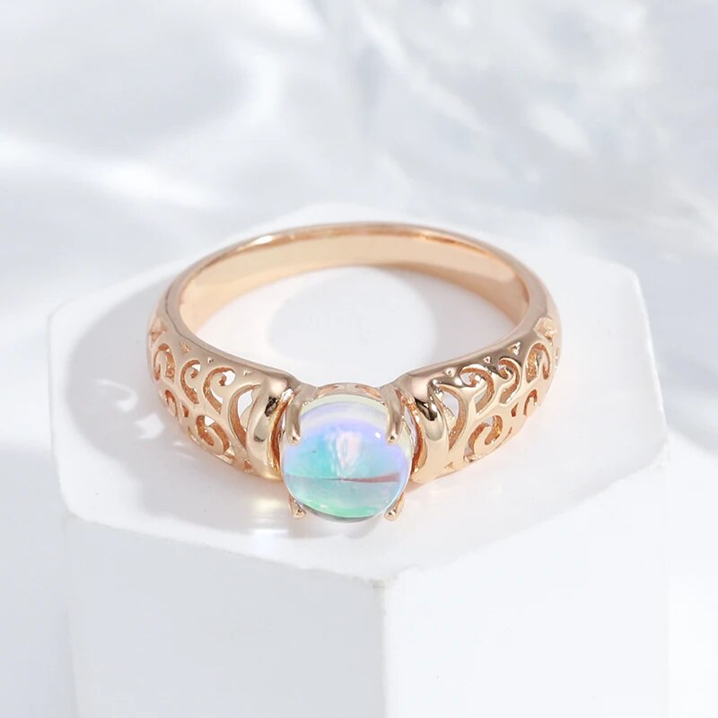 Elegant inel albastru Moonstone albastru